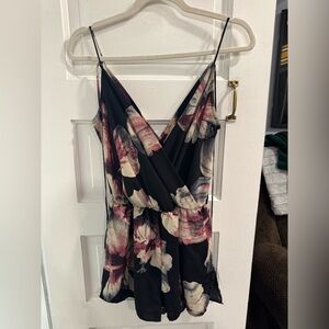 Floral Black and White Jumpsuit